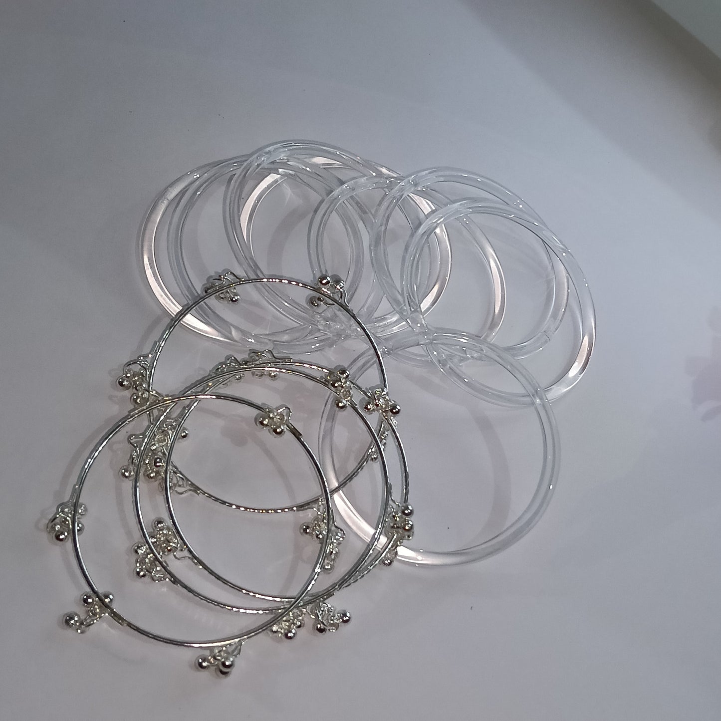 Original Jelly Bangles Set with 4 White Ghunghru Bangles|Set of 12|6 Colors|