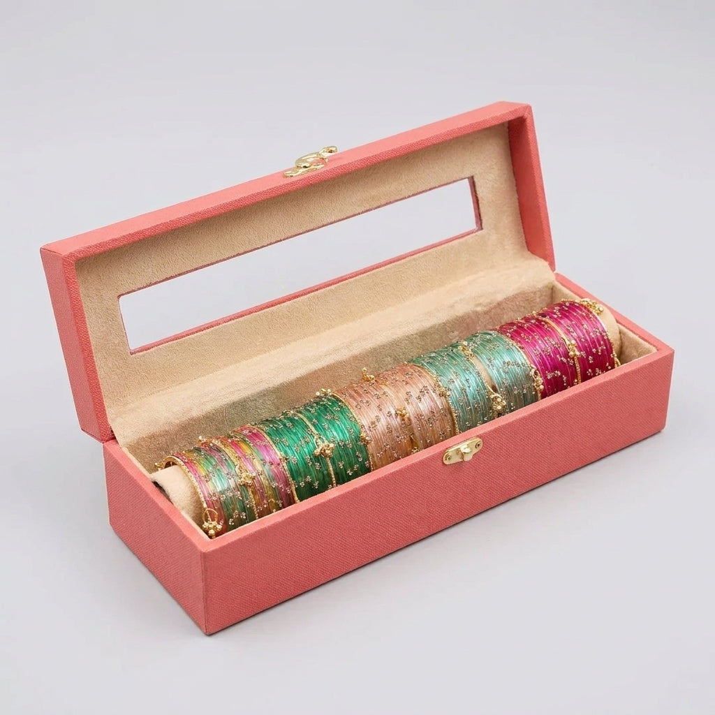 Original 6 Dozen kashmiri Bangles Set with 8 Golden Ghunghroo Bells