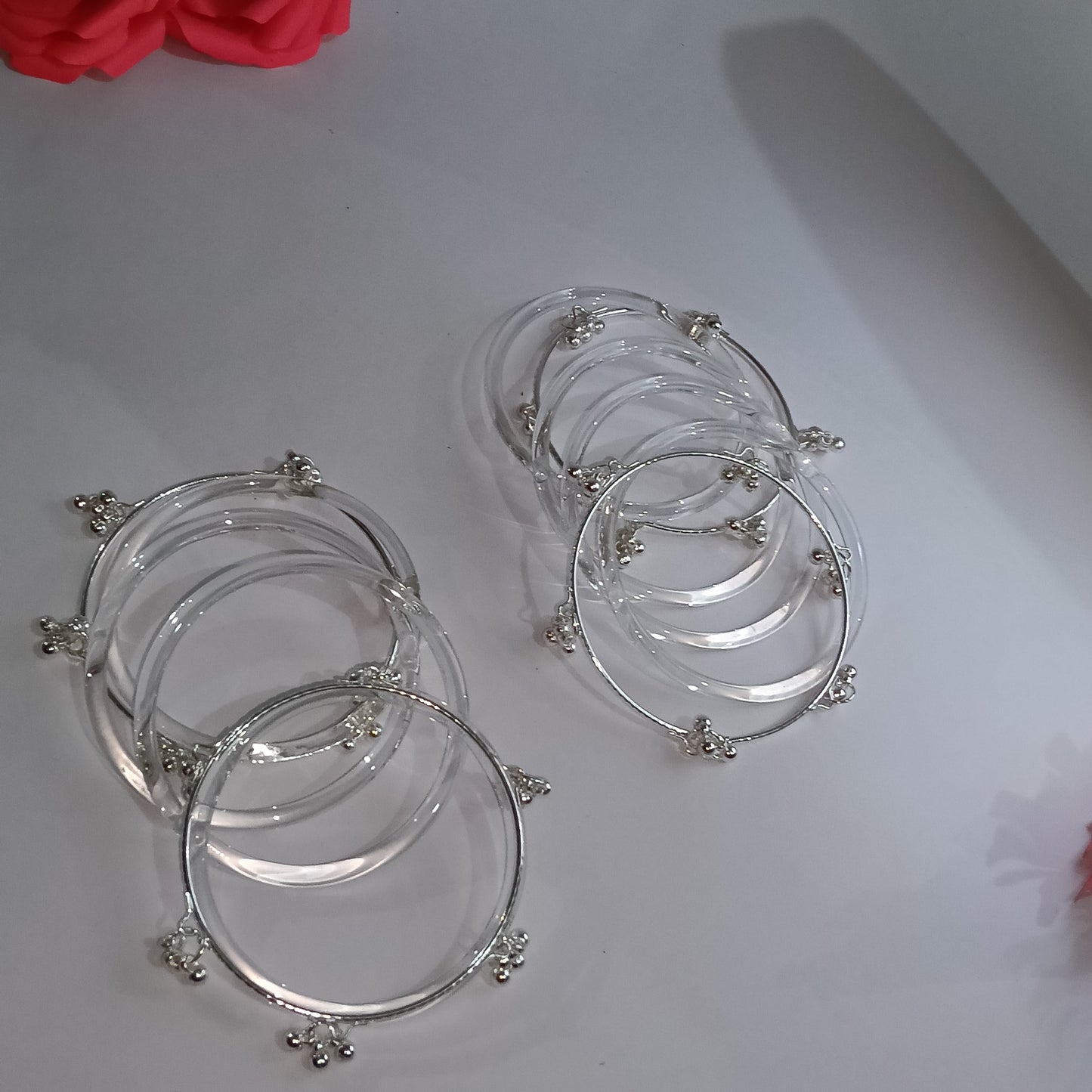 Original Jelly Bangles Set with 4 White Ghunghru Bangles|Set of 12|6 Colors|