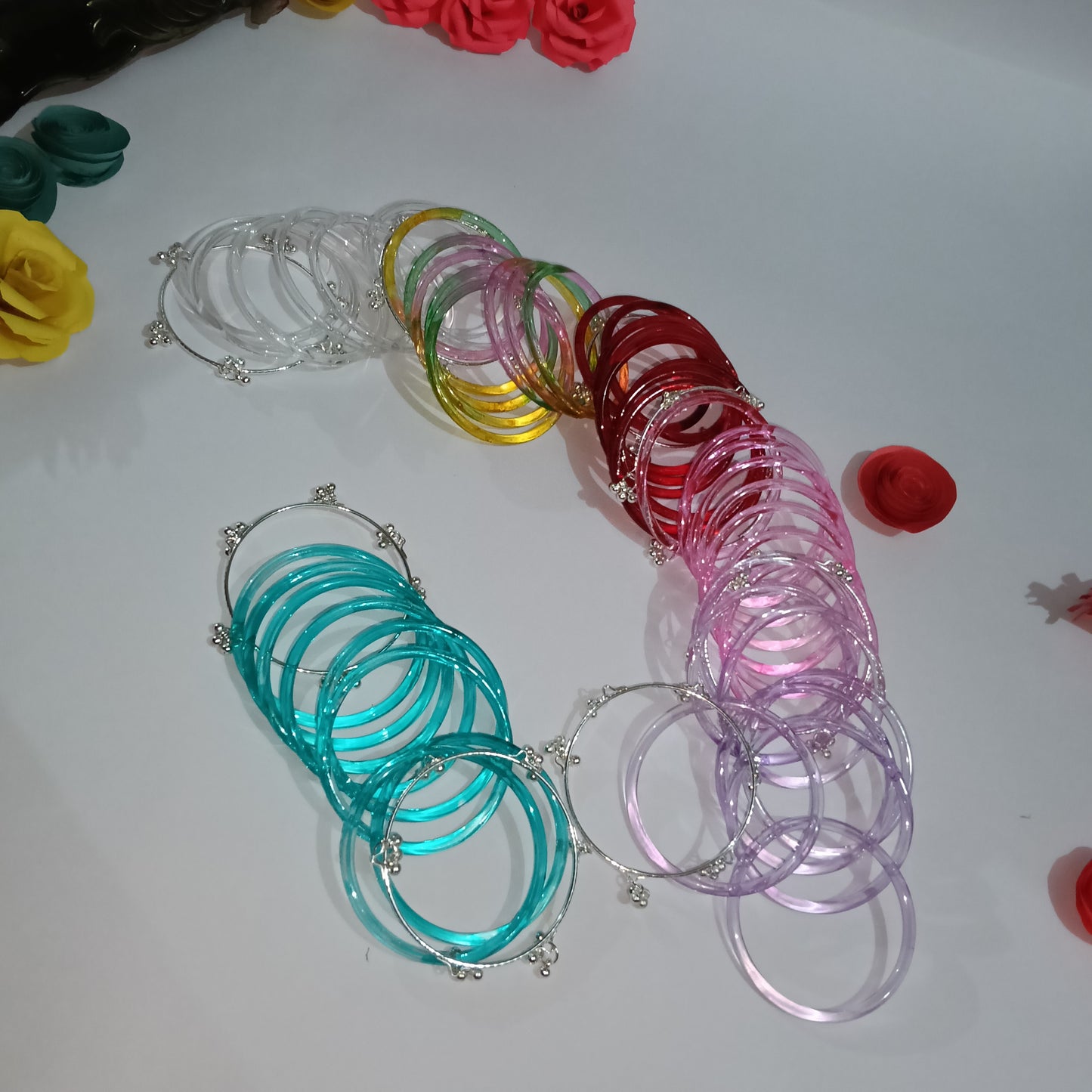 6 Color Original Jelly Bangles Box with 8 Ghungroo Bangles| 8 Bangles in Each Color|