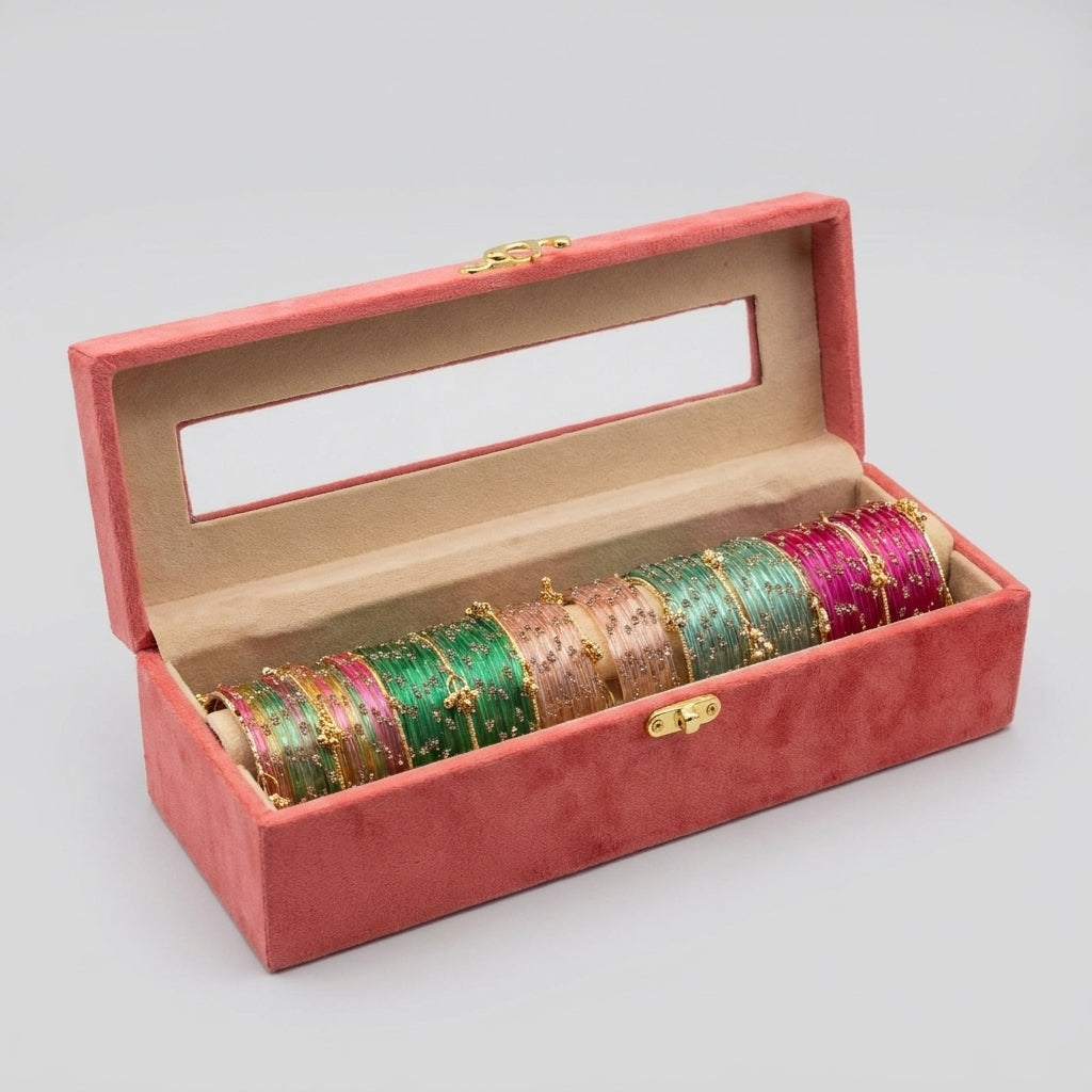 Original 6 Dozen kashmiri Bangles Set with 8 Golden Ghunghroo Bells