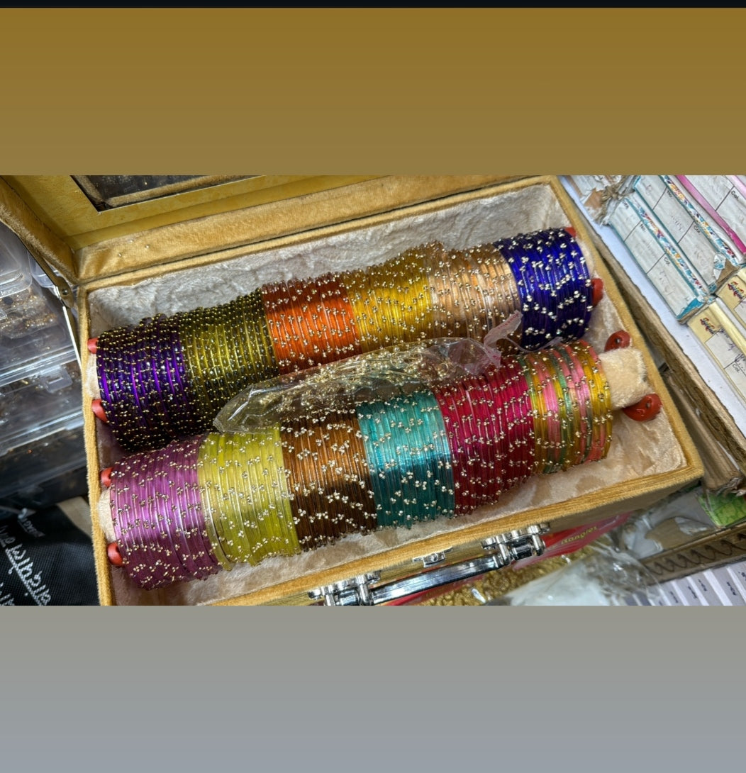 Original 12 Dozen kashmiri Bangle Set with 8 Golden Ghunghroo Bells