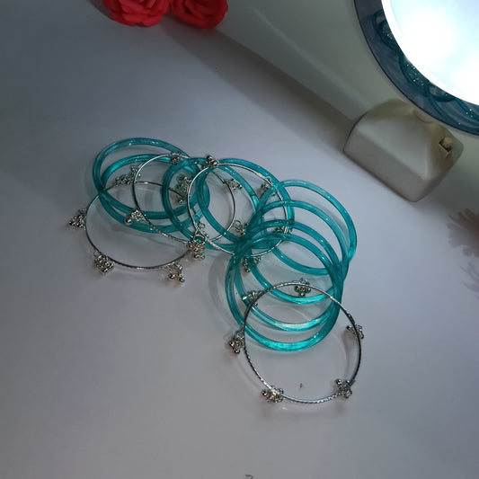 Original Jelly Bangles Set with 4 White Ghunghru Bangles|Set of 12|6 Colors|